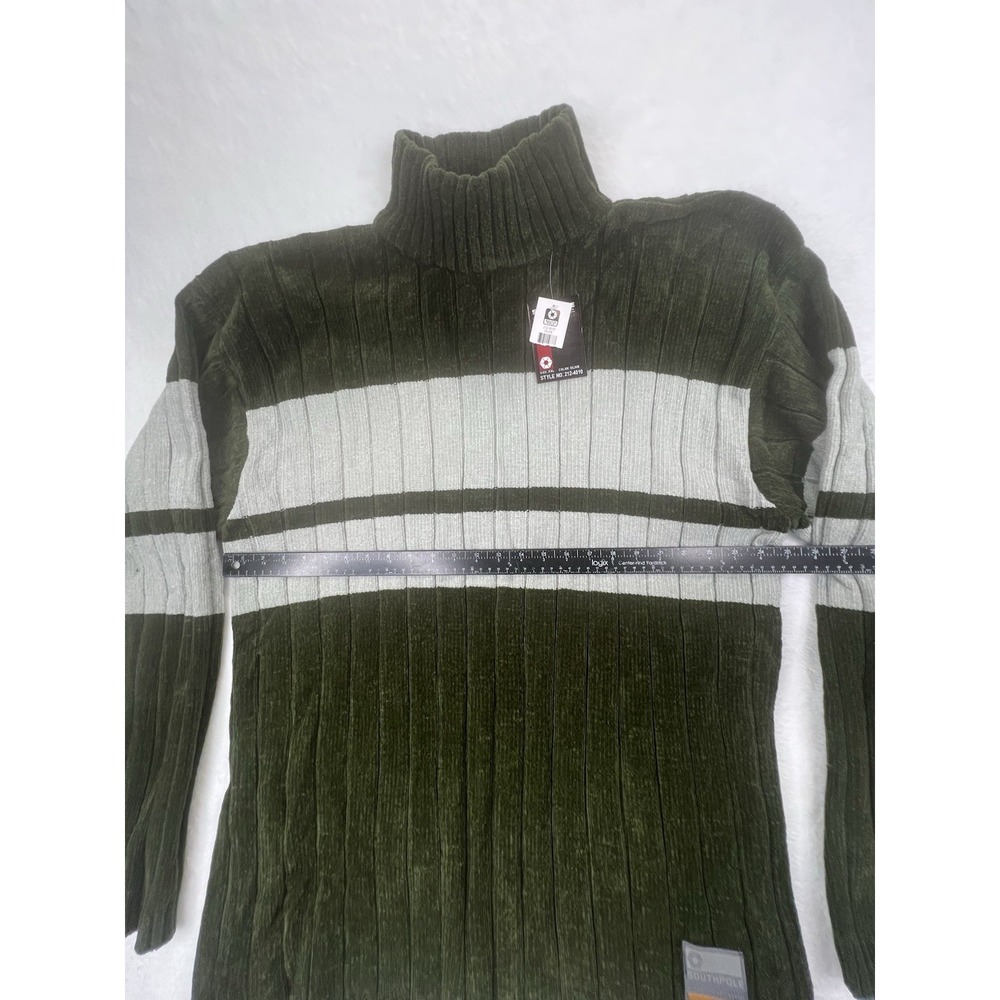 Vintage 90s Southpole Knit Sweater Green Mens Sz 2XL Turtle Neck Y2K‎ Velour NWT - Picture 6 of 10